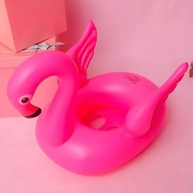 Imagem de Boia Infantil com Assento Tipo Fralda Formato Flamingo para Menina Rosa Flamingo