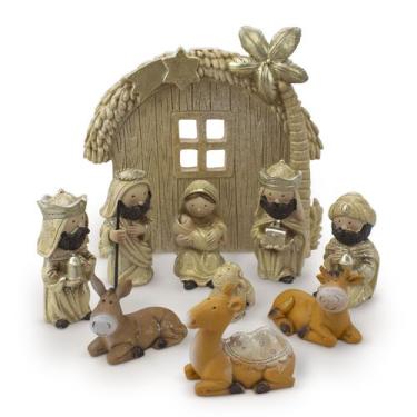 Imagem de Presépio Infantil Importado Resina 10 Peças 8 cm - Amém Decoração Reli
