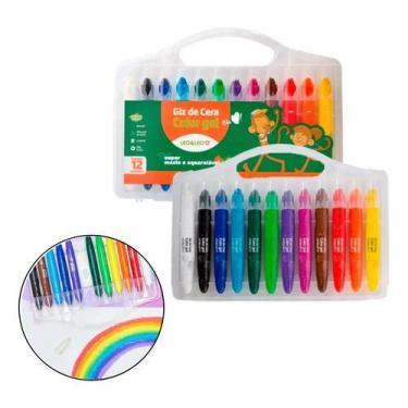 Imagem de Giz De Cera Color Gel 12 Cores Leoeleo Escolar Maleta Kit - Leo&Leo Le