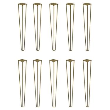 Imagem de Kit 10 Pés de Mesa Hairpin Legs G41 Moderno Aço 60CM Dourado Gran Belo