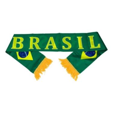 Imagem de Cachecol Taimes Brasil Verde Poliéster Com Franjas