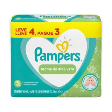 Imagem de Kit Lenço Umedecido Pampers Aroma de Aloe Vera - 4 Pacotes com 48 Unid