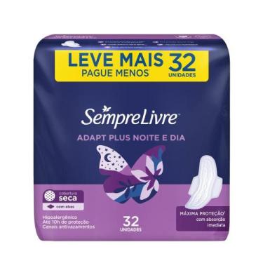 Imagem de Absorvente Sempre Livre Adapt Plus Noite e Dia Seca Com Abas Leve Mais