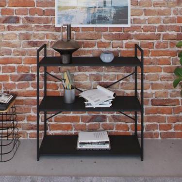 Imagem de Estante com 3 Prateleiras 84x80x33cm Yon Preto - Metalig