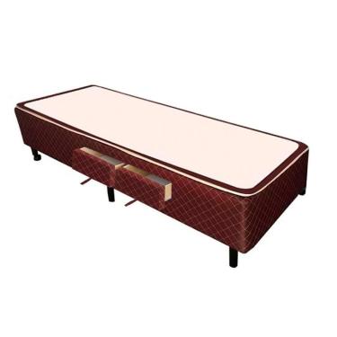 Imagem de Cama Box Solteiro Poli Brown com 2 Gavetas Estrutura de Madeira Revestimento em Tecido Marrom Colchões Castor