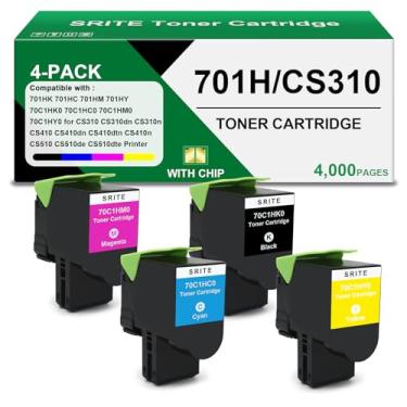 Imagem de Cartucho de toner de alto rendimento CS310 701H para Lexmark 70C1HK0 70C1HC0 70C1HY0 70C1HM0 uso para impressora a laser CS310dn CS310n CS410 CS410n CS510 CS510de