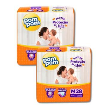 Imagem de Kit Com 2 Fraldas Pompom Dermaprotek Atacado Barato, Médio (M)