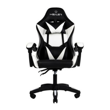 Imagem de Cadeira Gamer Preto e Branco Healer Lancer Reclinável Giratória