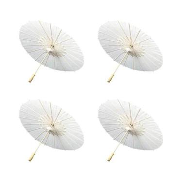 Imagem de Guarda-chuvas De Papel Brancos 60cm Para Casamento, Adereço Fotográfic