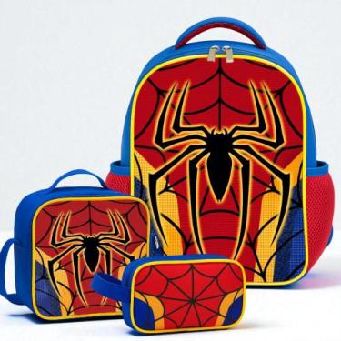 Imagem de Kit Mochila Infantil Escolar com Lancheira Térmica + Estojo  Bolsa Mas