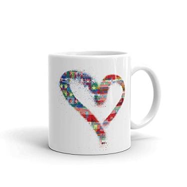 Imagem de Caneca de coração bandeira americana masculina e feminina 4 de julho vintage bandeira dos EUA