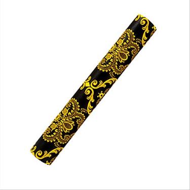 Imagem de QIHANG Papel de parede damasco 3D PVC estilo europeu moderno para sala de estar TV/bar preto e amarelo 3,73 cm L x 82,8 cm C
