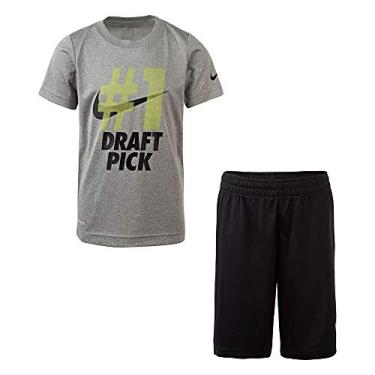 Imagem de Nike Conjunto de 2 peças de camiseta e shorts Dri-Fit para meninos (preto (86F027-023)/cinza, 4)