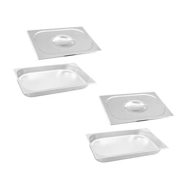 Imagem de Conj 2 Cuba Gastronômica Inox GN 1/1x65 mm sem alça COM TAMPA