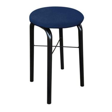 Imagem de Puff Manu Suede Azul Marinho D`Rossi