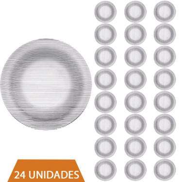 Imagem de Conjunto 24 Pratos Transparente Redondos Fundo 22cm Diamante