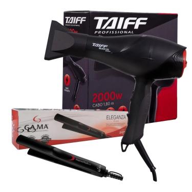 Imagem de Kit - Secador Cabelo Taiff Prof. Black Ion 2000W + Prancha Gama Eleganza Plus 210ºc