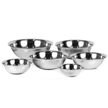 Imagem de Update International Tigelas de mistura de aço inoxidável de peso padrão, conjunto com 6