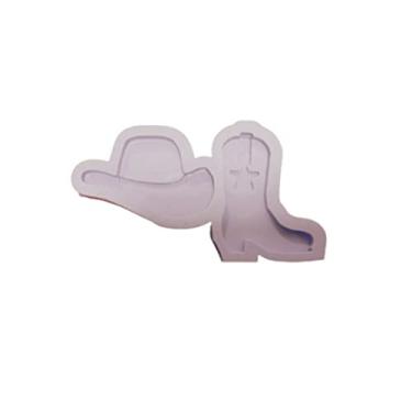 Imagem de Confeitaria dos Moldes, R250 Molde de silicone cowboy bota chapéu resina chaveiro