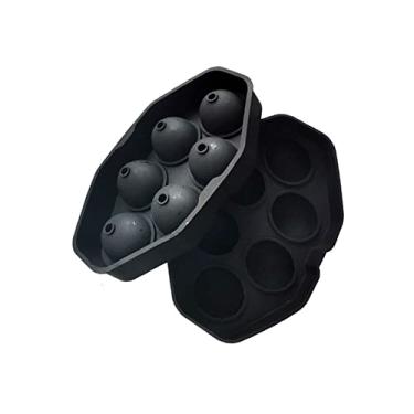 Imagem de Bandeja de cubo de gelo 6 cavidades esféricas bandeja de gelo fabricação de silicone diamante molde de cubo de gelo molde de bandeja de chocolate sorvete redondo ferramenta de barra de cozinha molde de cubo de gelo (cor: preto)