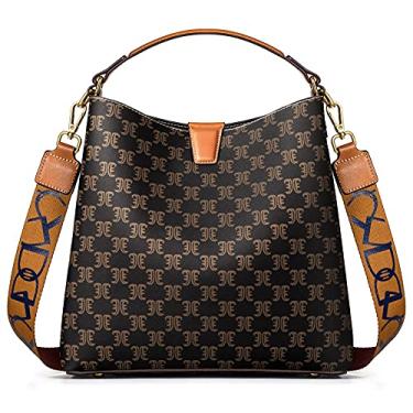 Imagem de TIBES Bolsa de mão feminina vintage de couro com alça superior e bolsa de ombro retrô, Da214s-deep Coffee, Large