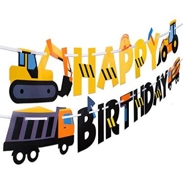 Imagem de Construction Birthday Party Supplies Banner by Aliza Baby Boy Toddler Kids Birthday Truck Decorations - Huge 2.4m Long Under Construction Decor - The Perfect Decoration for your Party