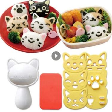 Imagem de Bonito Gato Sushi Nori Molde de Arroz Cão Urso Coelho Panda Arroz Moldes Emboss Bento Sanwich Decoração Cortador Moldes Onigiri Maker