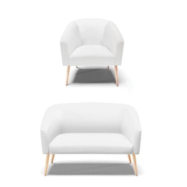 Imagem de Kit 01 Namoradeira 02 Lugares E 01 Poltrona Branco