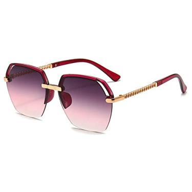 Imagem de Óculos de sol de metal fashion de armação grande feminino retrô na moda meia armação temperamento óculos de sol usam óculos de sol todos os pares, 8, tamanho único