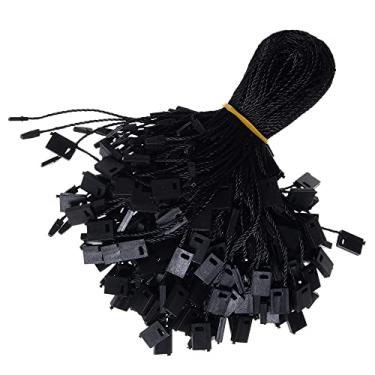 Imagem de 3000 peças de corda para pendurar, 17,8 cm de nylon preto fecho de pressão laço etiqueta de plástico prendedor de gancho gravatas etiqueta de preço de vestuário corda