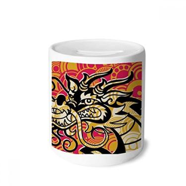 Imagem de DIYthinker Chinese Dragon Pattern Asia Black Money Box Saving Banks Ceramic Coin Case Kids Adults