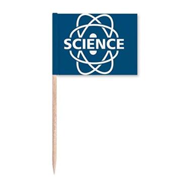 Imagem de Estrutura molecular científica em torno de bandeiras de palito de dente, marcador para decoração de festa
