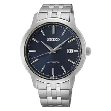 Imagem de SEIKO Relógio masculino automático com pulseira de aço inoxidável e mostrador azul, Relógio Automático