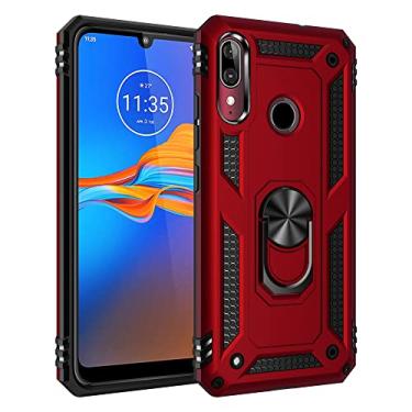 Imagem de Caso de capa de telefone de proteção Para Motorola Moto E6 Plus Case Celular com caixa de suporte magnético, proteção à prova de choque pesada para Motorola Moto E6 Plus (Color : Rojo)