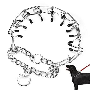 Imagem de AOCATE estrangulamento para cães, adestramento cães aço inoxidável | 3 mm 19,68 polegadas (55 cm) Corrente deslizante sem puxar para cães pequenos, médios e grandes para fácil controle corrente