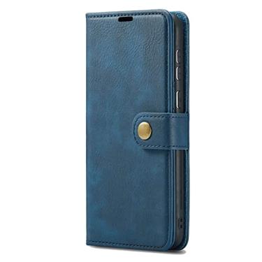 Imagem de KVIBEO Capa para Huawei P50/P50 Pro, 2 em 1 destacável magnética PU couro carteira capa de telefone com slots para cartões e suporte proteção à prova de choque, azul, P50 6,5 polegadas