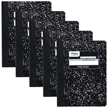 Imagem de Mead Composição Books, Notebooks, papel pautado amplo, 100 folhas, livro de Comp, pacote com 5 (72368)