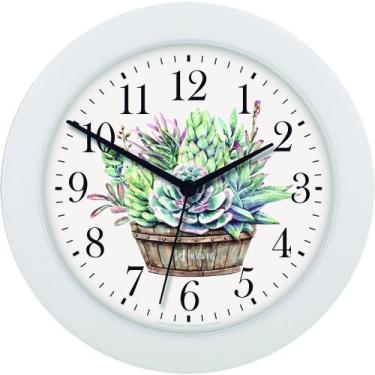 Imagem de Relógio De Parede Branco Planta Suculentas 660108 - Herweg