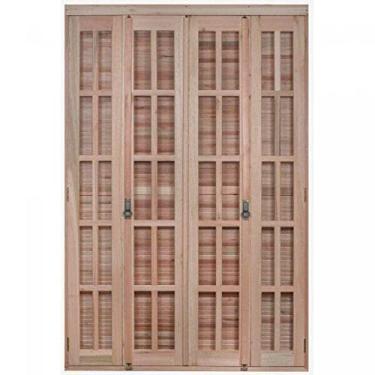 Imagem de Porta Janela com Veneziana Pantográfica e Caixilhos para Vidros 213x150cm Rondosul Natural