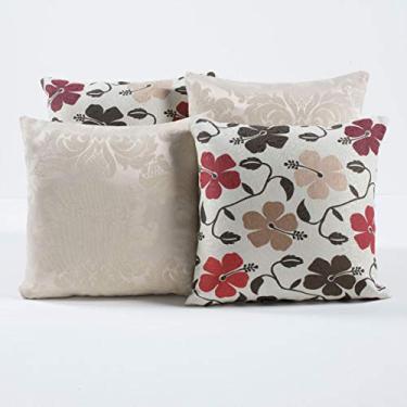 Imagem de Kit c/ 4 Almofadas Cheias Decorativas Palha/Floral Tabaco 04 Peças c/Refil