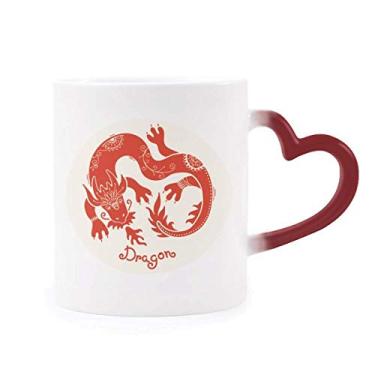 Imagem de Caneca vermelha sensível ao calor Year Of Dragon Animal China Zodíaco vermelha muda de cor