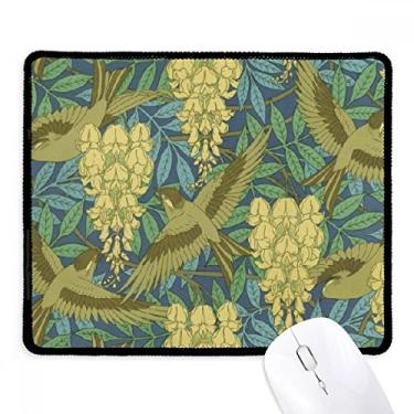 Imagem de Mousepad japonês Ukiyoe com estampa de folhas, flores, pássaros, borda costurada, tapete de borracha para jogos