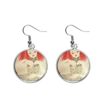 Imagem de Boneca de fantoche estilo chinês aquarela brinco pendente prata joia feminina