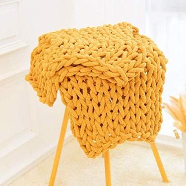 Imagem de Cobertor de malha robusto, manta de sofá tecida à mão em chenille gigante macio e aconchegante, presente de decoração para casa - cinza lavável na máquina 40"* 40"