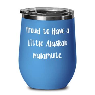 Imagem de Copo de vinho especial para cães Malamute do Alasca, orgulhoso de ter um pequeno malamute do Alasca, presente para os amantes de animais de estimação, épicos de amigos
