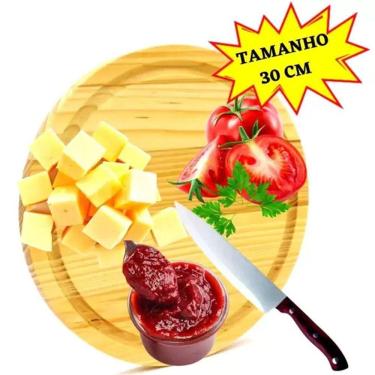 Imagem de Tabua para Cortar Carnes ou Servir Pizza - 30cm - Tábua de Corte e Frios Redonda - Churrasco - Cozinha - PANAMI
