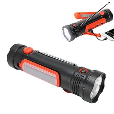 Imagem de Rádio solar com manivela manual, alarme SOS portátil AM FM WB Lanterna de 3 vias, rádio meteorológico de emergência alimentado 2600 mAh para caminhadas no acampamento