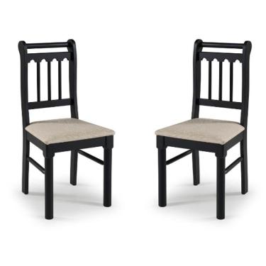 Imagem de Kit 2 Cadeiras Em Madeira Maciça Mv Outlet Preto