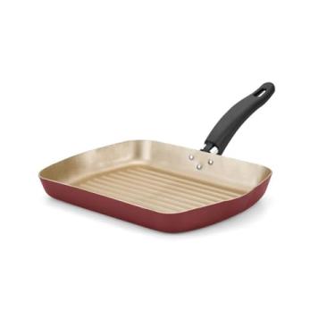 Imagem de Frigideira Grill Bifeteira em Alumínio Antiaderente Ipanema Vermelho Cereja