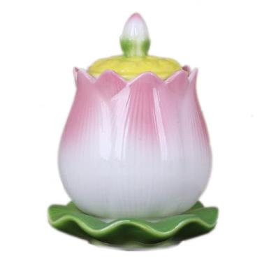 Imagem de PAYNAN Copo de água com flor de lótus de porcelana de 9,5 cm, copo budista